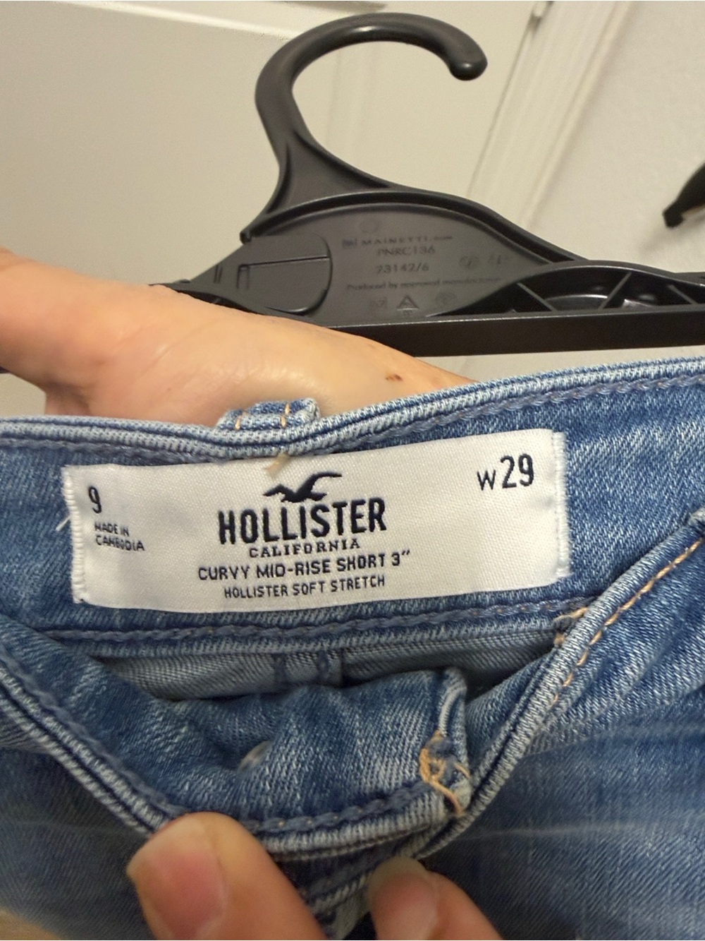 Hollister Light Blue Curvy Mid-Rise Denim Shorts